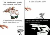 The Hand always moves slightly faster than you 2) The Hand now moves only slightly faster than 0 m/s (v=0m/s) 11 1) STOP RUNNING AWAY 3) Pray it won't reach you until the next 24 hour selection 53