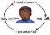 they I meet someone get crushed by the hand I get attached we talk