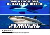 THE BLACK ONE IS CALLED A KILLER THE WHITE ONE IS CALLED GREAT 18,838 likes Racism is everywhere.