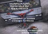 THE HUMILIATING RIDICULE OF NBA MEDIA 0330 TO PISTONS 27 GAME LOSING STREAK O 116 SPURS 1-23 RECORD SINCE NOV 2