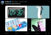 B-flips @Billyflips_ Feb 20, 2023 Huberman type starter kit 10 05:30 alarm კm UHT Иоои 174 MORN THU 38 II GIF Morning Routine ₁11K : 口企