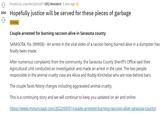 Posted by u/perfectlyfrank7 SRQ Resident 1 year ago 104 Hopefully justice will be served for these pieces of garbage Crime Couple arrested for burning raccoon alive in Sarasota county SARASOTA, Fla. (WWSB) - An arrest in the viral video of a racoon being burned alive in a dumpster has finally been made. After numerous complaints from the community, the Sarasota County Sheriff's Office said their Agricultural Unit conducted an investigation and made an arrest in the case. The two people responsible in the animal cruelty case are Alicia and Roddy Kincheloe who are now behind bars. The couple faces felony charges including aggravated animal cruelty. This is a continuing story and we will continue to keep you updated on air and online. https://www.mysuncoast.com/2022/09/01/couple-arrested-burning-raccoon-alive-sarasota-county/