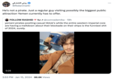 روني الدنماركي @Aldanmarki He's not a pirate. Just a regular guy visiting possibly the biggest public attraction Yemen currently has to offer. FOLLOW RASHID K@comrademika 19h 0:25 yemeni pirates positing casual tiktok's while the entire western imperial core are having a meltdown about their blockade on their ships is the funniest s--- of 2024, surely. Tik Tok [ @rolo . 3:53 PM Jan 15, 2024 86.6K Views