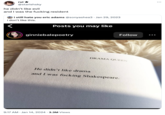 rui ★ @starishsky he didn't like evil and I was the f------ resident i still hate you eric adams @sonyashea3 Jan 29, 2023 i don't like this. Posts you may like ginniebalepoetry Follow 9:17 AM Jan 14, 2024 3.3M Views DRAMA QUEEN He didn't like drama and I was f------ Shakespeare. :