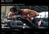 Mike Rundle @flyosity getting ready for my apple vision pro 38 OMOOSE ● AYDONG 1:59 PM Jan 16, 2024 319.8K Views $32 260 4.1K 144 : 企