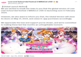 【Global Launch Notice) We are excited to break the news to you that the global version of Love Live! School idol festival 2 MIRACLE LIVE! is launching soon in February 2024. Love Live! School idol festival 2 MIRACLE LIVE! @lovelive_SIFGL However, we also want to inform you that, the Global Version will close its doors on May 31, 2024, and cease in-app purchases accordingly. We appreciate the love and support you've shown, and we're committed to making these last few months an unforgettable moment. 1747 14 VI NAN TAV 11-11 Love School hool festival 2 MIRACLE LIVE! ge GLOBAL LAUNCH Pre-registration starts now! 2013 PROJECT 2017 PROJECT Level222 PROJECT Lvive! Nga High 12:37 AM - Jan 25, 2024 -2.7M Views PROJECT Lovelvuperstar usted til sted