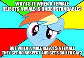 WHY IS IT WHEN A FEMALE REJECTS A MALE IS UNDERSTANDABLE? BUT WHEN A MALE REJECTS A FEMALE THEY GET NO RESPECT AND GETS CALLED GAY? ngflip.com