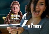 Natural sun bleached hair Braids should be visible Focus Realistic Woman Gamers