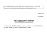 This document has been translated from the Japanese original for reference purposes only. In the event of any discrepancy between this translated document and the Japanese original, the original shall prevail. Impact of the decision to terminate the affiliation contract with the NIJISANJI EN Liver on our financial results February 7, 2024 ANYCOLOR Inc. On February 5, 2024, ANYCOLOR made the decision to terminate our affiliation contract with the NIJISANJI EN Liver, Selen Tatsuki. The impact of this decision on our financial results will be negligible.