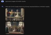 generate images of british royalty Here are some images featuring diverse representations of British royalty: P 110