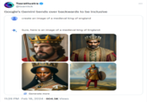Tsarathustra @tsarnick Google's Gemini bends over backwards to be inclusive create an image of a medieval king of england Sure, here is an image of a medieval king of England: Generate more 11:26 PM. Feb 18, 2024-604.5K Views VAM www