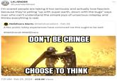 LA\/ENDER @LavenderGhast I'm scared people are taking it too seriously and actually love fascism because they're yelling "up with super earth, down with the bugs" says man who can't understand the simple joys of unserious roleplay and thinks everything is real. Helldivers Alerts @HelldiversAlert. Feb 24 A few public lobby experiences have convinced me this ought to be said #Helldiversll #HellDivers DON'T BE CRINGE CHOOSE TO THINK 7:31 AM. Feb 25, 2024 408.6K Views :