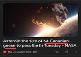 Asteroid the size of 64 Canadian geese to pass Earth Tuesday - NASA L JP The Jerusalem Post · 20h :