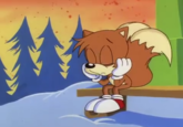 The episode is called Christmas Blast from the cartoon, Adventures of Sonic the Hedgehog, if you're wondering. Predates the infamous Tails On A Bench by 20 years. At least in this context, he's bummed that the kids aren't getting Christmas presents due to Santa Robotnik taking all of them for himself.