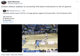 Kyle Blosser @KyIeHighClub Cream Abdul-Jabbar is currently the best nickname in all of sports KKJ @Kjpistons - 15h Robbie Avila went off for a huge game against Evansville. He finished with 35 Points 8 Rebounds 5 Assists ... Show more 0:43 11:57 AM. Feb 29, 2024 TER INDIANA ST: 24-5 (15-3 MVC) 62 11:00 50 20 EVANSV 15-14 (6-1