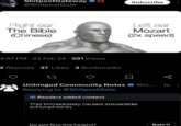 ShitpostGateway @ShitpostGate Right ear The Bible (Chinese) 4:57 PM · 23 Feb 24 391 Views 2 Reposts 37 Likes 3 Bookmarks [] Readers added context Subscribe ● Unhinged Community Notes @U... 1s Replying to @ShitpostGate Left ear Mozart (2x speed) Do you find this helpful? This immediately causes irreversible schizophrenia. Rate it