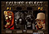 The selection screen from Metal Slug 2, reused in X and 3.
Metal Slug 1 does not have a selection screen, player 1 is Marco, 2 is Tarma.
