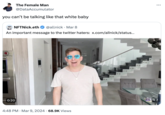 NFT Nick Twitter X meme The Female Man @DataAccumulator you can't be talking like that white baby NFTNick.eth @allnick Mar 8 • An important message to the twitter haters: x.com/allnick/status... 0:20 • 4:48 PM · Mar 9, 2024 68.9K Views • 06 ...