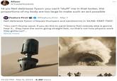 Alison @TradWife2049 14 y/o Neil deGrasse Tyson: you can't "stuff" me in that locker, the proportions of my body are too large to make such an act possible Feature First @Feature_First • Mar 7 Neil deGrasse Tyson critiques thumpers and sandworms in 'DUNE: PART TWO!. "You can't thump sand, if you do this to sand [slams fist] nobody else is gonna hear it... they have the worm going straight fast, no that's not how physics work they gotta curl"... Show more 10:22 PM Mar 9, 2024 · 4.4M Views