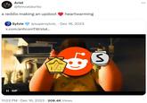 a reddix making an updoot ❤️ heartwarming Ariel @femceldorito a reddix making an updoot Sylvie heartwarming @supersylvie ⚫ Dec 16, 2023 x.com/anticomTW/stat... II GIF OF 11:02 PM ⚫ Dec 16, 2023 208.4K Views Bro S ...