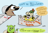 Peelee :: WHAT THE HELL, JUNIOR?! I'M SORRY, CHEF PEE PEE! I WAS JUST SO HUNGRY... HmPPH BIRTHDA 500 ЕНЕНЕНЕ... TOO BAD THAT WASN'T A CHEESECAKE, -AGFSC EH, DONKEH?