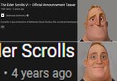 The Elder Scrolls VI - Official Announcement Teaser 15M views • 4 years ago Bethesda Softworks Currently in pre-production at Bethesda Game Studios, the acclaimed developers 4K ler Scrolls • 4 years ago
