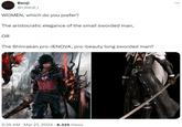Benji @r_benji_r WOMEN, which do you prefer? The aristocratic elegance of the small sworded man, OR The Shinraean pro-JENOVA, pro-beauty long sworded man? 5:35 AM · Mar 27, 2024 8,329 Views ...