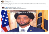 Rayyvana @RayyvanaTTV Remember when you lost your job at the Blaze for sexually assaulting your coworker? E @ElijahSchaffer · Mar 27 BREAKING: Mayor of Baltimore speaks out Dat Bridge Be Closed, Yo. 00001 10:36 AM Mar 27, 2024 1.4M Views •