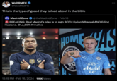 WolfRMFC @WolfRMFC This is the type of greed they talked about in the bible MZ Madrid Zone @theMadridZone • Feb 16 BREAKING: Real Madrid's plan is to sign BOTH Kylian Mbappé AND Erling Haaland. @La_SER #rmalive FIFA FF 12:19 PM Feb 16, 2024 116K Views HOME AS UN CITY SUPER DRY Asahi 0.0%