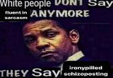 White people DON1 Say fluent in ANYMORE sarcasm ironypilled THEY Say schizoposting