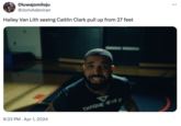 Oluwajomiloju @JomiAdeniran Hailey Van Lith seeing Caitlin Clark pull up from 27 feet 8:33 PM Apr 1, 2024 CHROME HEARTS ...