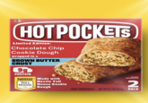 HOTPOCKETS Limited Edition: Chocolate Chip Cookie Dough wrapped in a BROWN BUTTER CRUST 9g PROTEIN Nestle Made with TOLL HOUSE EST 1939 Nestle Toll House Cookie Dough ESL/721A KEEP FROZEN SERVING SUGGESTION 2 PRIN COOK THOROUGHLY NET WT 80Z (241g) PACK