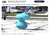 Saucey the Creator @SauceMyNoodle Follow my fat ass thought this was a pikmin 6:48 PM Jul 20, 2023 107.1K Views •