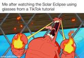 Me after watching the Solar Eclipse using glasses from a TikTok tutorial KIHCARTO made with mematic imgflip.com