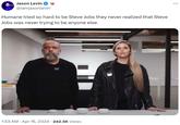 Jason Levin @iamjasonlevin Humane tried so hard to be Steve Jobs they never realized that Steve Jobs was never trying to be anyone else 1:53 AM ⚫ Apr 16, 2024 242.5K Views
