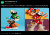 Going Unnecessarily Hard Kicks Under Cost KICKS UNDER COST @KicksUnderCost Is it just me or do the Crocs x Pringles collection go unnecessarily hard? PRINGLES PRINGLES 5:29 PM ⚫ Apr 12, 2024 59.1K Views PRINGLES ORIGINAL P PRINGLES PRINGLES PRINGLES