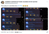COWBOY CARTER OUT NOW | SCARED OF MY GUITAR @RENAISSANCEIZZZ This album is terrible btw #TTPD The Tortured Poets Department Taylor Swift 0 28 20 9 2 O 3K 3:47 PM 59 35 3 O 3K 3:47 PM My Boy Only Breaks His Favorite Toys Taylor Swift 53 31 3 O 3.1K 3:47 PM Down Bad Taylor Swift @semcensuraleaks3 38 24 2 01 3K 3:47 PM So Long, London Taylor Swift @semcensuraleaks3 32 24 7 2 2 • 4:25 PM Apr 17, 2024 133.8K Views • Florida!!! Taylor Swift @semcensuraleaks3 44 24 2 Guilty As Sin? 24 23 O 3.1K 3:47 PM O 3K 3:47 PM I Can Do It With a Broken Heart Taylor Swift @semcensuraleaks3 The Smallest Man Who Ever Lived Taylor Swift @semcensuraleaks3 29 20 6 2 ...