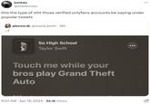 juneau @starkurusu this the type of s--- those verified onlyfans accounts be saying under popular tweets ...? alexsis@marie_konh 16h • So High School Taylor Swift Touch me while your bros play Grand Theft Auto • 9:07 AM Apr 19, 2024 34.1K Views . ዳ