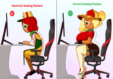 Incorrect Gaming Posture Х Correct Gaming Posture