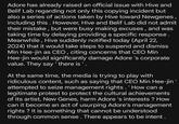 Adore has already raised an official issue with Hive and Belif Lab regarding not only this copying incident but also a series of actions taken by Hive toward Newgenes, including this. However, Hive and Belif Lab did not admit their mistake, but were busy making excuses, and was taking time by delaying providing a specific response. Meanwhile, Hive suddenly notified today (April 22, 2024) that it would take steps to suspend and dismiss Min Hee-jin as CEO, citing concerns that CEO Min Hee-jin would significantly damage Adore 's corporate value. They say 'there is '. At the same time, the media is trying to play with ridiculous content, such as saying that CEO Min Hee-jin' attempted to seize management rights. ' How can a legitimate protest to protect the cultural achievements of its artist, New Genes, harm Adore 's interests? How can it become an act of usurping Adore's management rights ? It is something that cannot be understood through common sense. There appears to be intent.