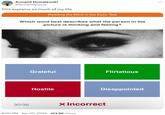 Armand Domalewski @ArmandDoma This explains so much of my life Reading the Mind in the Eyes Test Which word best describes what the person in the picture is thinking and feeling? 30/36 Grateful Flirtatious Hostile Disappointed × Incorrect 8:00 PM Apr 23, 2024 103.8K Views