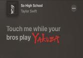 So High School Taylor Swift Touch me while your bros play YAKUZA