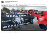So after  years of bashing President Biden about his age, now the cult is saying this? W.Kenneth CCED @Yeliw6 So after years of bashing President Biden about his age, now the cult is saying this? Even for a cult this is pathetic Trump America REAL MEN TRUMP 2024 WEAR DIAPERS • 6:29 PM May 2, 2024 56K Views GA 124 ARUME AVE AMERICA 2024