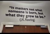 "It matters not what someone is born, but what they grow to be." (J.K. Rowling)