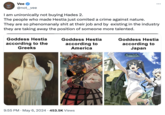 Vee @not_vee I am unironically not buying Hades 2. The people who made Hestia just comited a crime against nature. They are so phenomanaly s--- at their job and by existing in the industry they are taking away the position of someone more talented. Goddess Hestia according to the Greeks Goddess Hestia according to America 9:55 PM - May 6, 2024 453.5K Views Goddess Hestia according to Japan ダンジョン出会い 間違っている」