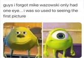 guys i forgot mike wazowski only had one eye... i was so used to seeing the first picture