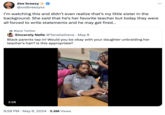 dee breezy @xxdbreezyxx I'm watching this and didn't even realize that's my little sister in the background. She said that he's her favorite teacher but today they were all forced to write statements and he may get fired... Black Twitter Sincerely Nelle @TanelleIrene • May 8 Black parents tap in! Would you be okay with your daughter unbraiding her teacher's hair? Is this appropriate? 2:08 8:58 PM May 8, 2024 5.9M Views Tik Tok @thilluminatin