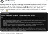 You can’t stop me from enjoying a fictional take on my own culture. 😂 Lady Runesong @LadyRunesong I was in their server having a nice conversation about battle hymns and offering my filthy "tradcath" singing experience for fan music before everything was locked down by folks like you over "bad vibes." You can't stop me from enjoying a fictional take on my own culture. r/TrenchCrusade. Trench Crusade is not your tradcaths political haven. Lore It looks like we've had an influx of folks who think Trench Crusade is anti-woke and promotes tradcaths values. Here's some facts for you: • 28mag is punk and queer and always will be. Go read any of their magazine's editions, especially the recent women's edition which includes (INCREIBLE) trans artists. ⚫ the writers and artists of Trench Crusade are outwardly not right wing. They range from pretty moderate to progressive. ⚫ the lore does not pitch the forces of God as outwardly doing "the right thing." Look at the metachrists. The lore screams as a critique. It's grimdark. Just like how 40k isn't an approval of authoritarianism. You won't find support from any aspect of this game if you're scared of the "gay agenda". Go somewhere else. EDIT: for context - there was a viral twitter thread that had 200k+ views that heralded TC as a way to get away from the "wokeness" of 40k and bombarded the Discord with that rhetoric, gatekeeping the folks that were already there for being "too woke". This is in response to that before it infects the reddit too. 2:02 PM May 16, 2024 14.7K Views