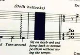 (Both buttocks) 4 7 Sit on keyboard and d Turn around jump back to normal position without los- ing the tempo. O Do Cm
