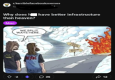 r/terriblefacebookmemes Why does h have better infrastructure than heaven? Misc WE SPLIT WAYS HERE... LED ZEPPELIN AC/DC 8 -2 STAIRWAY TO HEAVEN HIGHWAY 36 12